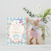 Alice in ONEderland Birthday Invitation Tea Party Kaart (Staand voorkant)