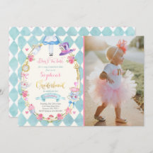 Alice in ONEderland Birthday Invitation Tea Party