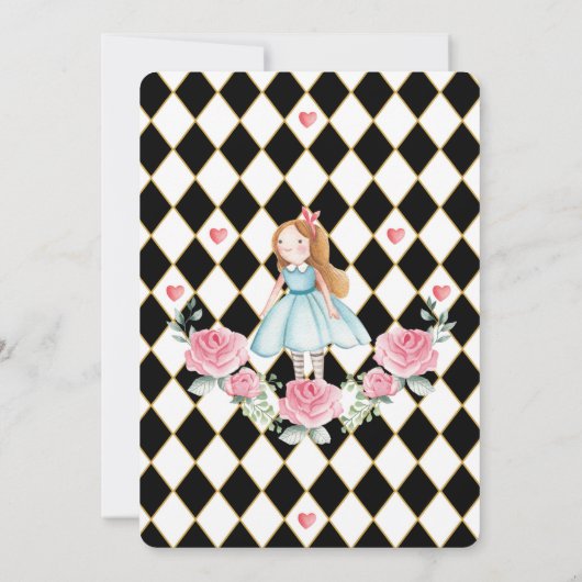 Alice in Onederland: Birthday Mad Hatter Tea Party Kaart (Achterkant)