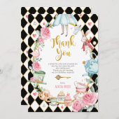 Alice in Onederland Birthday Party Hartelijk dank Kaart (Voorkant / Achterkant)