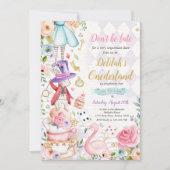 Alice in ONEderland Birthday Whimsical Tea Party Kaart (Voorkant)