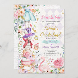 Alice in ONEderland Birthday Whimsical Tea Party Kaart
