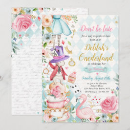 Alice in ONEderland Birthday Whimsical Tea Party Kaart