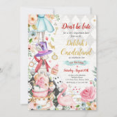 Alice in ONEderland Birthday Whimsical Tea Party Kaart (Voorkant)