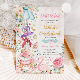 Alice in ONEderland Birthday Whimsical Tea Party Kaart