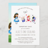 Alice in ONEderland Birthday Whimsical Tea Party Kaart (Voorkant / Achterkant)