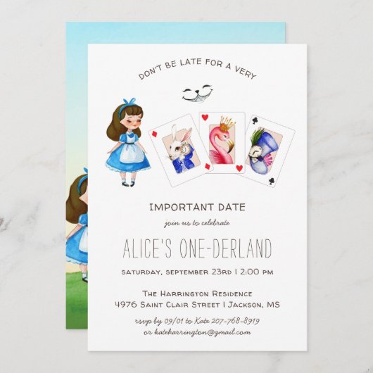 Alice in ONEderland Birthday Whimsical Tea Party Kaart