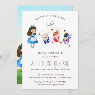 Alice in ONEderland Birthday Whimsical Tea Party  Kaart