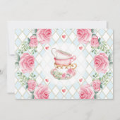 Alice in Onederland Blue Pink Birthday Tea Party Kaart (Achterkant)