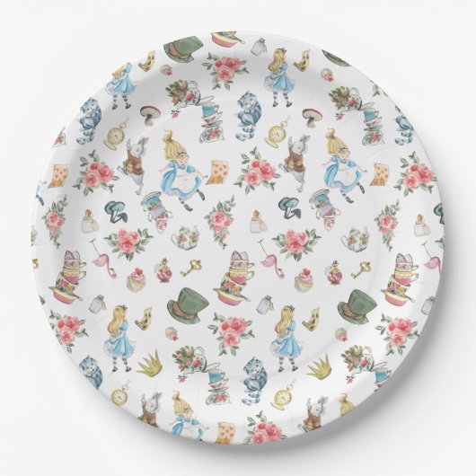 Alice in Onederland - Borden van het met papier Papieren Bordje (Voorkant)