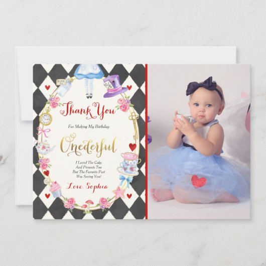 Alice in ONEderland Dank je wel Alice Dank je Kaart (Voorkant)