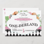 Alice in Onederland eerste uitnodiging op de dag v (Voorkant / Achterkant)