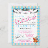 Alice in Onederland Eerste Verjaardag Uitnodiging (Voorkant)