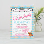 Alice in Onederland Eerste Verjaardag Uitnodiging (Staand voorkant)