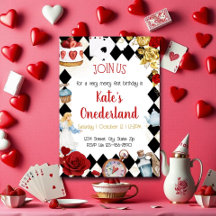Alice in ONEderland Eerste Verjaardagsuitnodiging