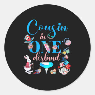 Alice In Onederland Familie Neef Van De Verjaardag Ronde Sticker