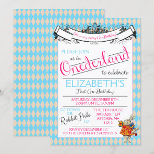 Alice in Onederland First Birthday Invitation Kaart