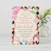 Alice in Onederland Gekke Thee 1e Verjaardagsfeest Kaart (Staand voorkant)