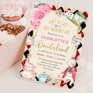 Alice in Onederland Gekke Thee 1e Verjaardagsfeest Kaart