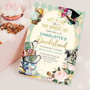 Alice in Onederland Gekke Thee 1e Verjaardagsfeest Kaart