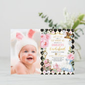 Alice in Onederland High Tea Mad Hatter Verjaardag Kaart (Staand voorkant)