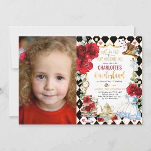 Alice in Onederland Mad Hatter 1st Birthday Tea Kaart (Voorkant)