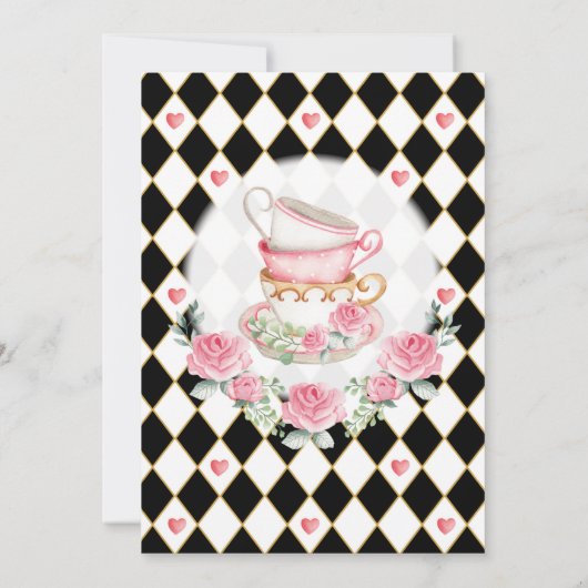 Alice in ONEderland Mad Hatter Tea Party Birthday Kaart (Achterkant)