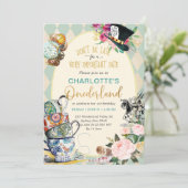 Alice in Onederland Mad Tea 1e verjaardag Kaart (Staand voorkant)