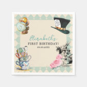 Alice in Onederland Mad Tea 1e verjaardag Servet (Voorkant)