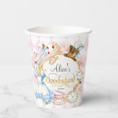 Alice in Onederland, meisje 1 verjaardag Papieren  Papieren Bekers (Voorkant)