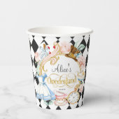 Alice in Onederland, meisje 1 verjaardag Papieren Papieren Bekers (Achterkant)