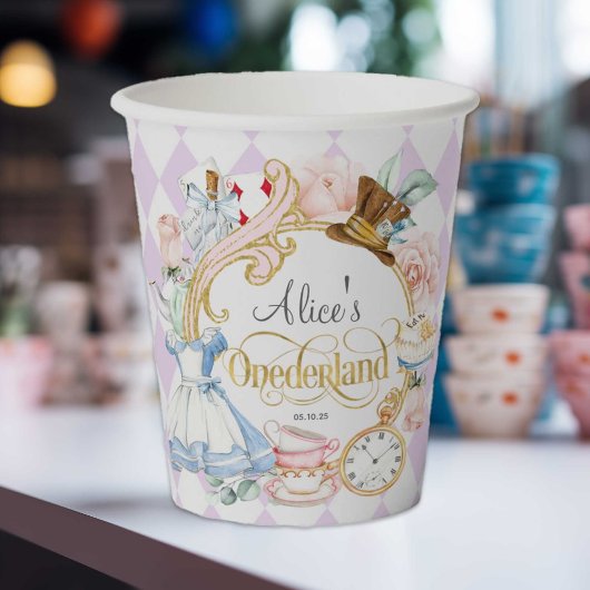 Alice in Onederland, meisje van 1 jaar Papieren Bekers