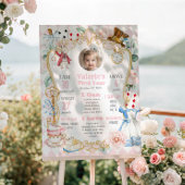 Alice in ONEderland-Pink 1st Birthday milestone Poster