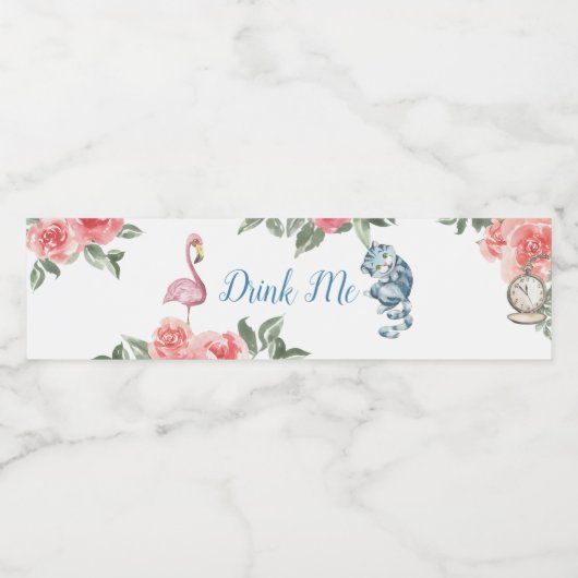 Alice in Onederland plastic flesetiket Waterfles Etiket (Enkel label)
