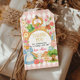 Alice in Onederland Tea Party Verjaardag Bedankt Cadeaulabel