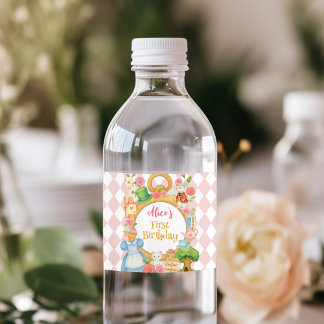 Alice in Onederland Tea Party Verjaardag Waterfles Etiket