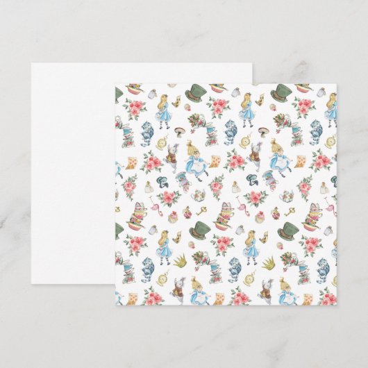 Alice in Onederland Thmed Birthday Party Napkins Kaart (Voorkant / Achterkant)