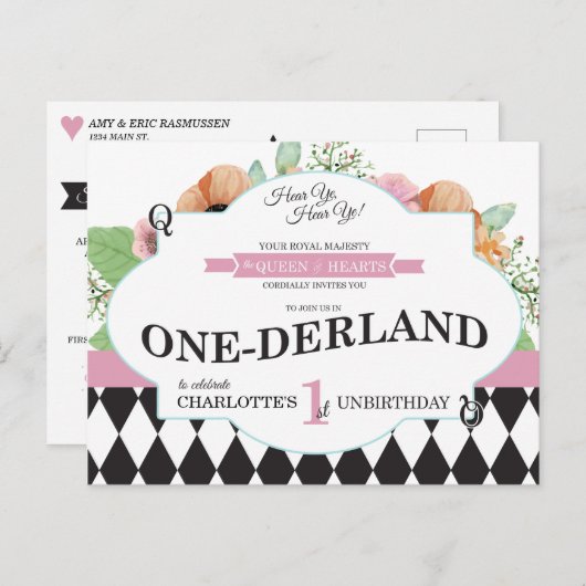 Alice in Onederland - uitnodiging tot het Briefkaa (Voorkant / Achterkant)