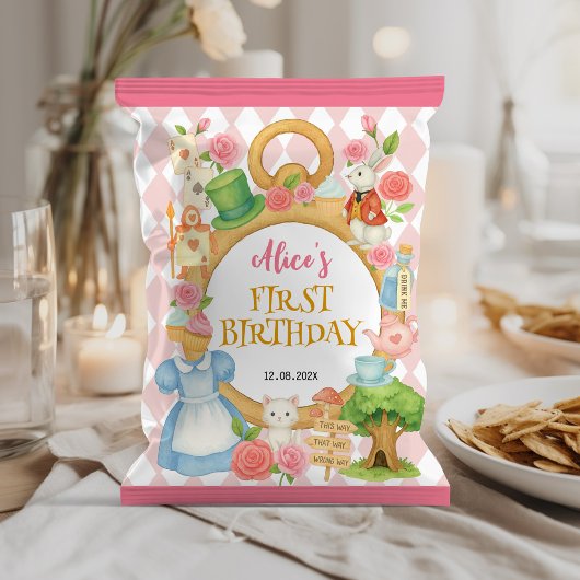 Alice in Onederland Verjaardag Chip Bag Wrapper Flyer
