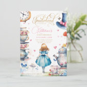 Alice in Onederland Verjaardag Tea Party Kaart (Staand voorkant)