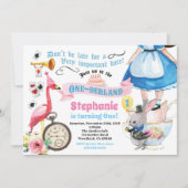 Alice in OneDerland verjaardagsfeestje blauw Kaart (Voorkant)