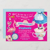 Alice in OneDerland verjaardagsfeestje heet roze Kaart (Voorkant / Achterkant)