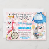 Alice in OneDerland verjaardagsfeestje roze Kaart (Voorkant)