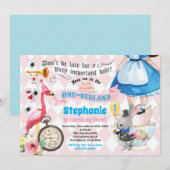 Alice in OneDerland verjaardagsfeestje roze Kaart (Voorkant / Achterkant)