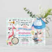 Alice in OneDerland verjaardagsfeestje roze Kaart (Staand voorkant)