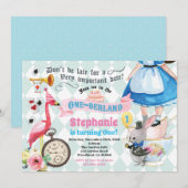 Alice in OneDerland verjaardagsfeestje roze Kaart (Voorkant / Achterkant)