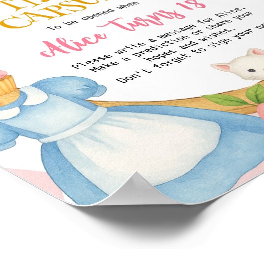 Alice in Onederland Verjaardagsfeestje Time Capsul Poster (Hoek)