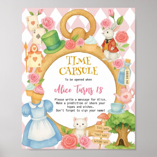 Alice in Onederland Verjaardagsfeestje Time Capsul Poster (Voorkant)