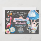 Alice in ONEderland verjaardagstheebord Kaart (Voorkant)