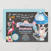 Alice in ONEderland verjaardagstheebord Kaart (Voorkant / Achterkant)